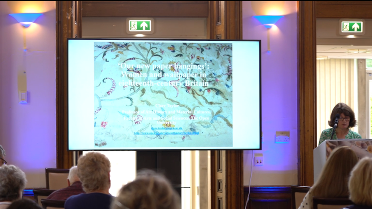 Clare Taylor presenting a paper at the A la Ronde Symposium